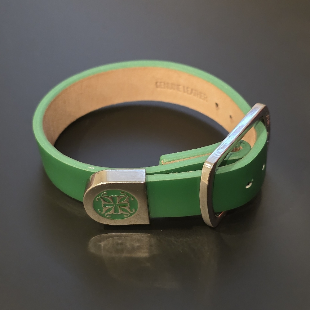 Rustic Cuff Genuine Leather Green Bracelet - Picture 1 of 3